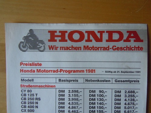 Honda preisliste 1981 - honda,