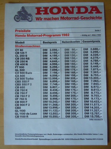 Honda preisliste 1982 - honda,