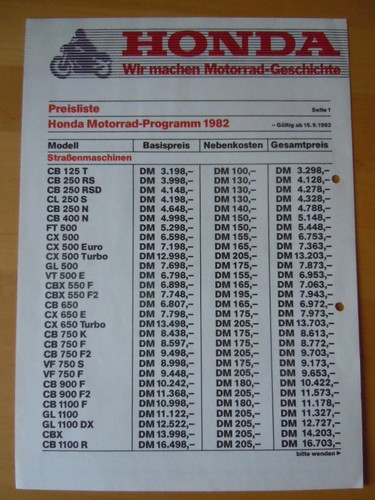 Honda preisliste 1982 - honda,